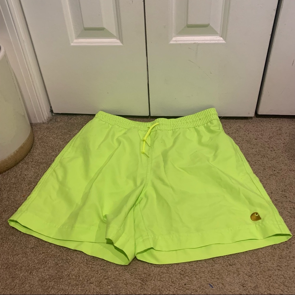 Carhartt yellow neon swim trunks